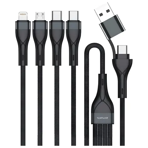 Kabel ładujący 4smarts 4w1 czarny / Kabel USB / USB-A + USB-C - Lightning + microUSB + USB-C / 1,2 m