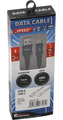 Kabel ładujący Compass SPEED USB-A - USB-C / Kabel ładujący / 1,5 m