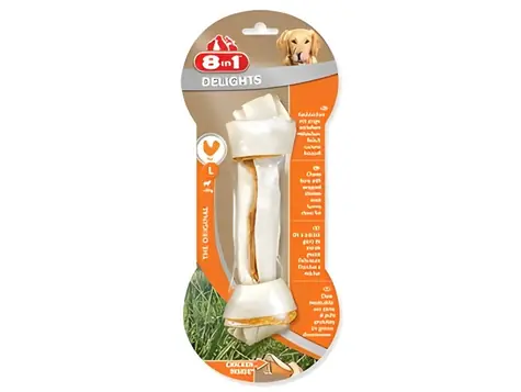 8in1 Delights Chew Bone L / Gryzaki dla psów / Skóra bawolia i kurczak / Średnie i duże rasy