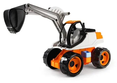 Lena Giga TRUCKS Koparka 63 cm pomarańczowo-beżowa / kabina obrotowa 360° / ramię z łyżką / od 3 lat