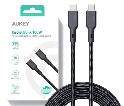 CB-KCC101 Kabel USB-C - USB-C / 100 W PD / 20 V / 5 A / Oplot z kevlaru i nylonu / 1 m