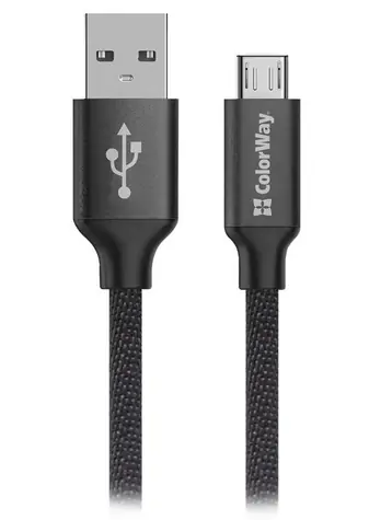 Colorway czarny / Kabel do transmisji danych / USB-A - Micro USB / 2,4 A / 2 m
