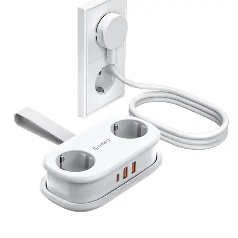 Orico AP3 biały / Panel rozszerzeń / 2x AC + 2x USB-A + 1x USB-C / GaN 20W