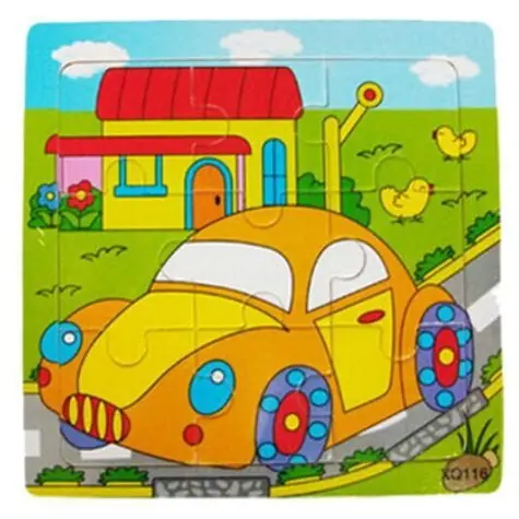 Orion Puzzle drewniane Samochód 9 elementów / Puzzle / 12 x 12 cm