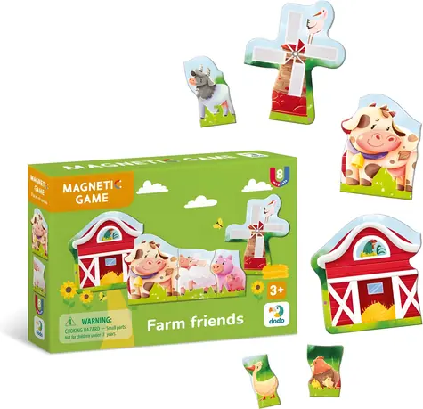 Gra magnetyczna DODO Przyjaciele z farmy / Magnesy / 8 sztuk / od 3 lat