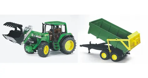 Ciągnik Bruder John Deere 6920 z łyżką i platformą / od 3 lat