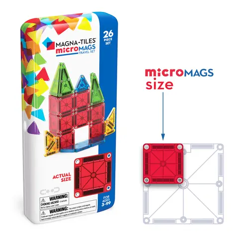 Magnetyczny zestaw konstrukcyjny MAGNA-TILES® microMAGS Zestaw podróżny / Zestaw podróżny / 26 elementów