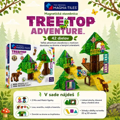 MAGNA-TILES Magnetyczny zestaw konstrukcyjny Przygoda w koronach drzew / 42 elementy / od 3 lat