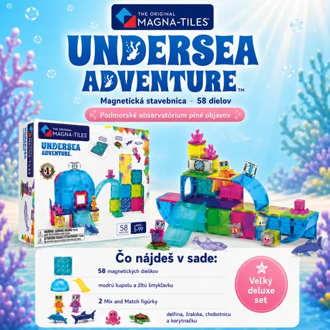 Zestaw magnetyczny MAGNA-TILES Podwodna przygoda / 58 elementów / 6 figurek / kompatybilny z innymi zestawami