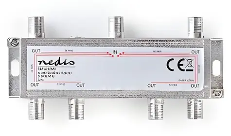Rozdzielacz satelitarny Nedis 1/6 srebrny / Rozdzielacz / 6 wyjść / 17 dB / 5-2400 MHz / 75 omów