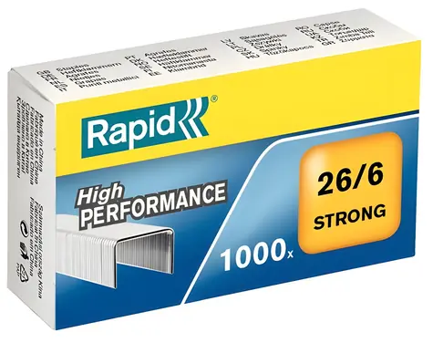 Rapid Strong 26/6 / Zszywki / 1000 szt. / Do 30 arkuszy / Żółty