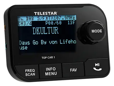 Telestar TOP CAR 1 czarny / adapter samochodowy DAB+ / Bluetooth 5.0 / wyświetlacz LCD / transmiter FM