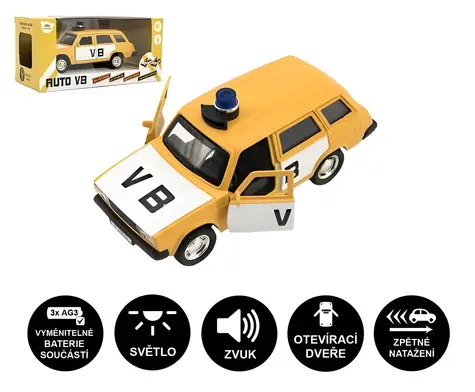 Radiowóz Lada VB Combi metalowo-plastikowy / Radiowóz / pull-back / światło i dźwięk / 11,5 cm / od 3 lat