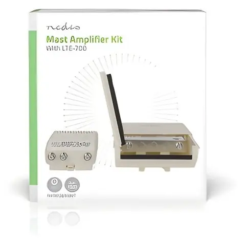 Wzmacniacz masztowy sygnału telewizyjnego Nedis biały / Wzmacniacz / 5-862 MHz / 2 wyjścia / 15-30 dB / Złącze F