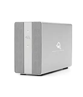 OWC Mercury Elite Pro Dual srebrny / Zewnętrzna klatka na dyski / 2 dyski twarde 3,5" / USB-C 10 Gb/s / Hub USB 3 porty