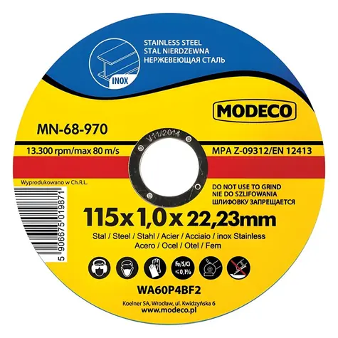 Modeco MN-68-971 / Tarcza tnąca płaska cienka / 125 mm / stal nierdzewna / 25 szt.