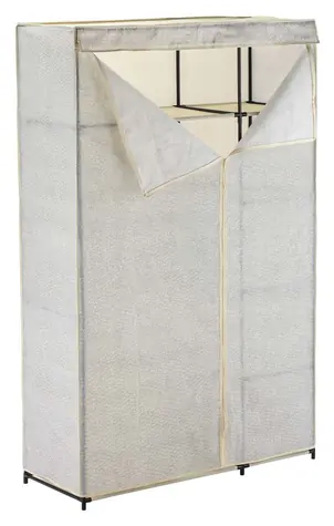 Szafa tekstylna MSV szara / Szafa / 6 przegródek / drążek na wieszaki / 110x45x177 cm / PP