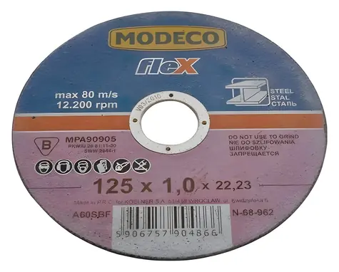 Modeco MN-68-967 / Tarcza tnąca płaska / 125 mm / do metalu / 1 szt.