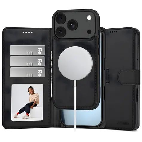 Etui Tech-Protect MagSafe matowo-czarne / Etui do Apple iPhone 17 Pro, 18 Pro / MagSafe / Portfel