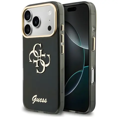 Guess IML 4G Script Metal czarny / Tylna obudowa / iPhone 17 Pro Max