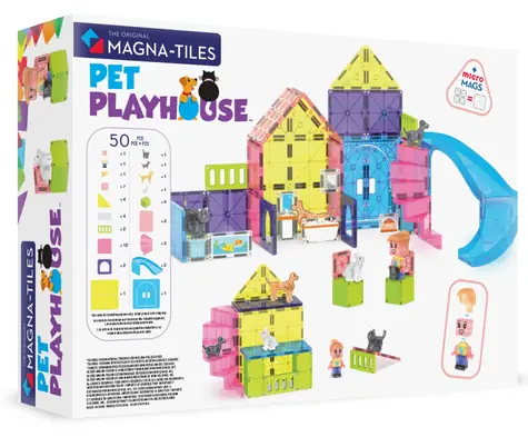 MAGNA-TILES Magnetyczny zestaw konstrukcyjny Domek dla zwierząt / 50 elementów / 4 figurki zwierząt / od 3 lat