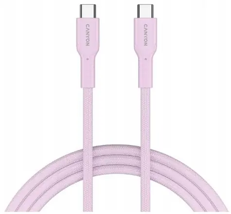 Canyon OnWire CCAP60CL różowy / Kabel ładujący / USB-C - USB-C / pleciony / 60 W PD / 480 Mb/s / 1 m
