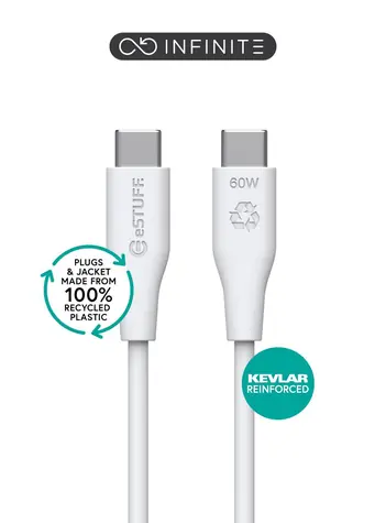 eSTUFF INFINITE (GRS) biały / Kabel / USB-C / 1 m / 60 W / GRS plastik z recyklingu