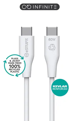 eSTUFF INFINITE (GRS) biały / Kabel / USB-C - USB-C / 2 m / 60 W PD