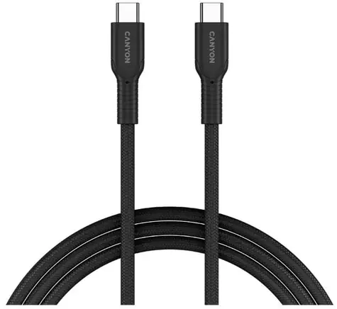 Canyon OnWire CCAP60CL czarny / Kabel ładujący / USB-C - USB-C / 60W PD / pleciony / 1 m