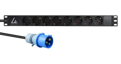 Panel rozdzielczy Lanview 19" rack czarny / Panel rozdzielczy / 1U / 16A / 8x Schuko / 3M