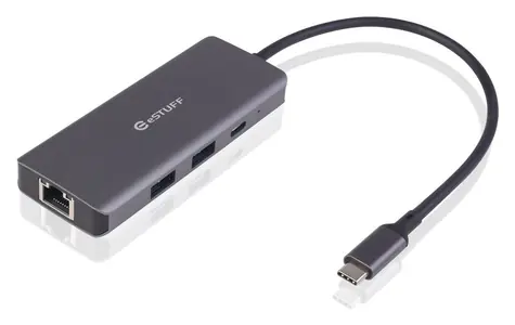 eSTUFF Hub USB-C 6 w 1 szary / HDMI 4K60Hz / RJ-45 Gigabit / 2x USB-A 3.1 / USB-C PD 100W