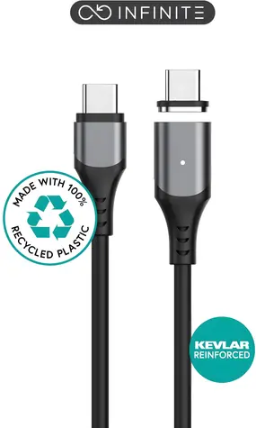 eSTUFF INFINITE czarny (ES604265) / Magnetyczny kabel USB-C / PD 100 W / 2 m / 480 Mbit/s