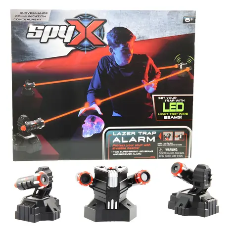 Alarm laserowy SPYX / Zestaw szpiegowski / Zasięg 120 cm / Odbiornik LED + 2 nadajniki / od 6 lat