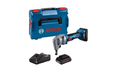 BOSCH GNA 18V-16 E Professional niebiesko-czarne / Akumulatorowe nożyce do blachy / 18 V / 2x ProCORE18V 4.0Ah / L-BOXX