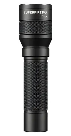 Superfire F1-X czarna / Latarka / zasięg 230 m / USB-C / IP43