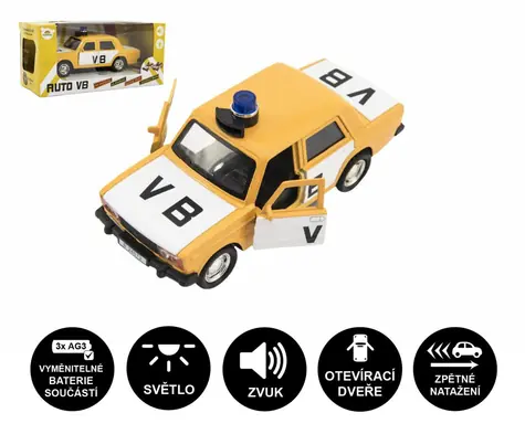 MISIU Samochód policyjny VB Lada 12 cm / Metal/plastik / Napęd pull-back / Światło i dźwięk / od 3 lat