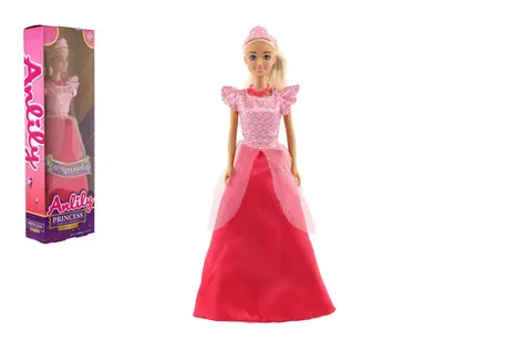 TEDDIES Lalka Księżniczka Anlily czerwona / 28 cm / Plastik / od 3 lat