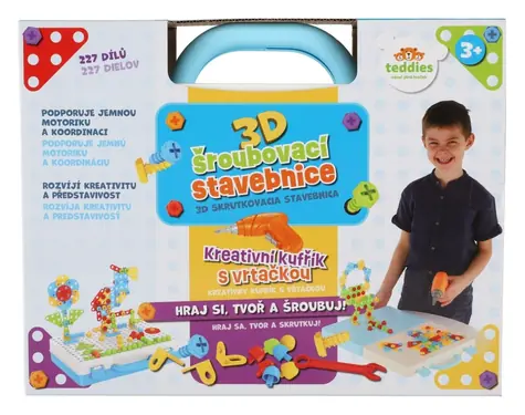 Zestaw konstrukcyjny 3D TEDDIES z wiertarką w walizce / 227 elementów / od 3 lat