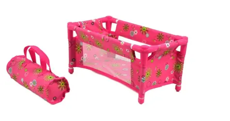 Łóżeczko dla lalek TEDDIES / Podróżne / Składane / Materiał/metal / 43x23x20 cm / od 3 lat