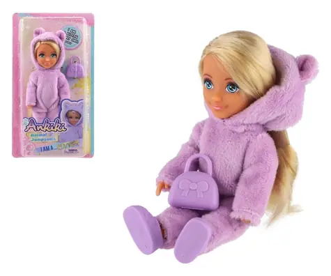 TEDDIES Lalka Ankiki w kombinezonie z torebką / Plastik / 14 cm / od 3 lat