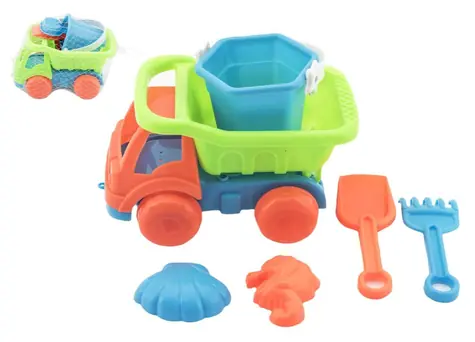 TEDDIES Samochód do piaskownicy z akcesoriami / Zestaw do piaskownicy / plastik / 16 cm / 2 kolory / od 3 lat