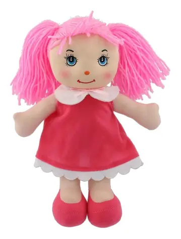 TEDDIES Lalka szmaciana Mazlinka z różowymi włosami / Materiał tekstylny / 31 cm / od 0 miesięcy