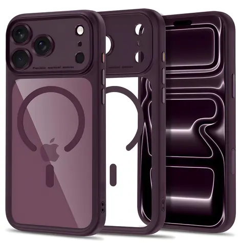 Tech-Protect MagPeak przezroczysty bordowy / Etui / Apple iPhone 18 Pro, 17 Pro / MagSafe