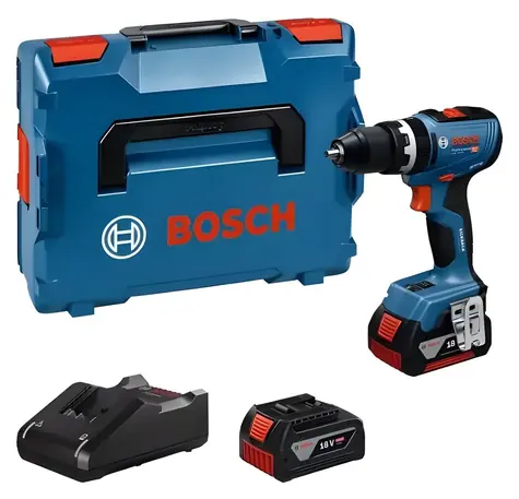 BOSCH GSB 18V-65 Professional niebieski / Wiertarko-wkrętarka udarowa akumulatorowa / 18 V / 63 Nm / 2x 5,0 Ah / L-BOXX
