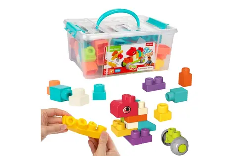 Zestaw klocków 48 elementów TEDDIES / Zestaw konstrukcyjny / Plastik / Plastikowe etui / 18m+
