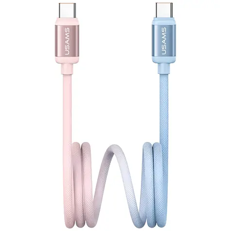 USAMS SJ756 Bicolor Series niebiesko-różowy / Kabel do transmisji danych / USB-C/USB-C / PD 60 W / 1,2 m