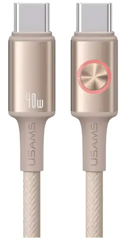 USAMS SJ751 Huan Series Titanium / Kabel do transmisji danych / USB-C - USB-C / PD 240 W / 1,2 m / Pierścień LED