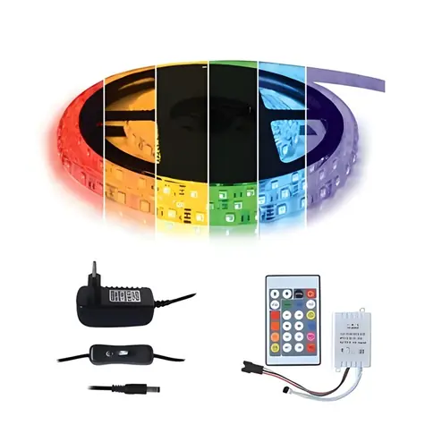 Taśma LED Tipa Digital RGB / Taśma LED / SMD5050 / 30 LED/m / IP65 / zestaw 3 m, zasilacz 12V i pilot