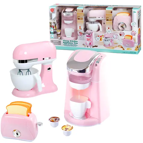 PLAYGO Sprzęt kuchenny dla dzieci różowy / Ekspres do kawy, blender, toster / Plastik