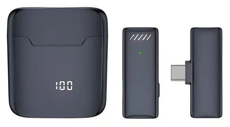 Mikrofon bezprzewodowy z etui ładującym czarny / Mikrofon / Złącze USB-C